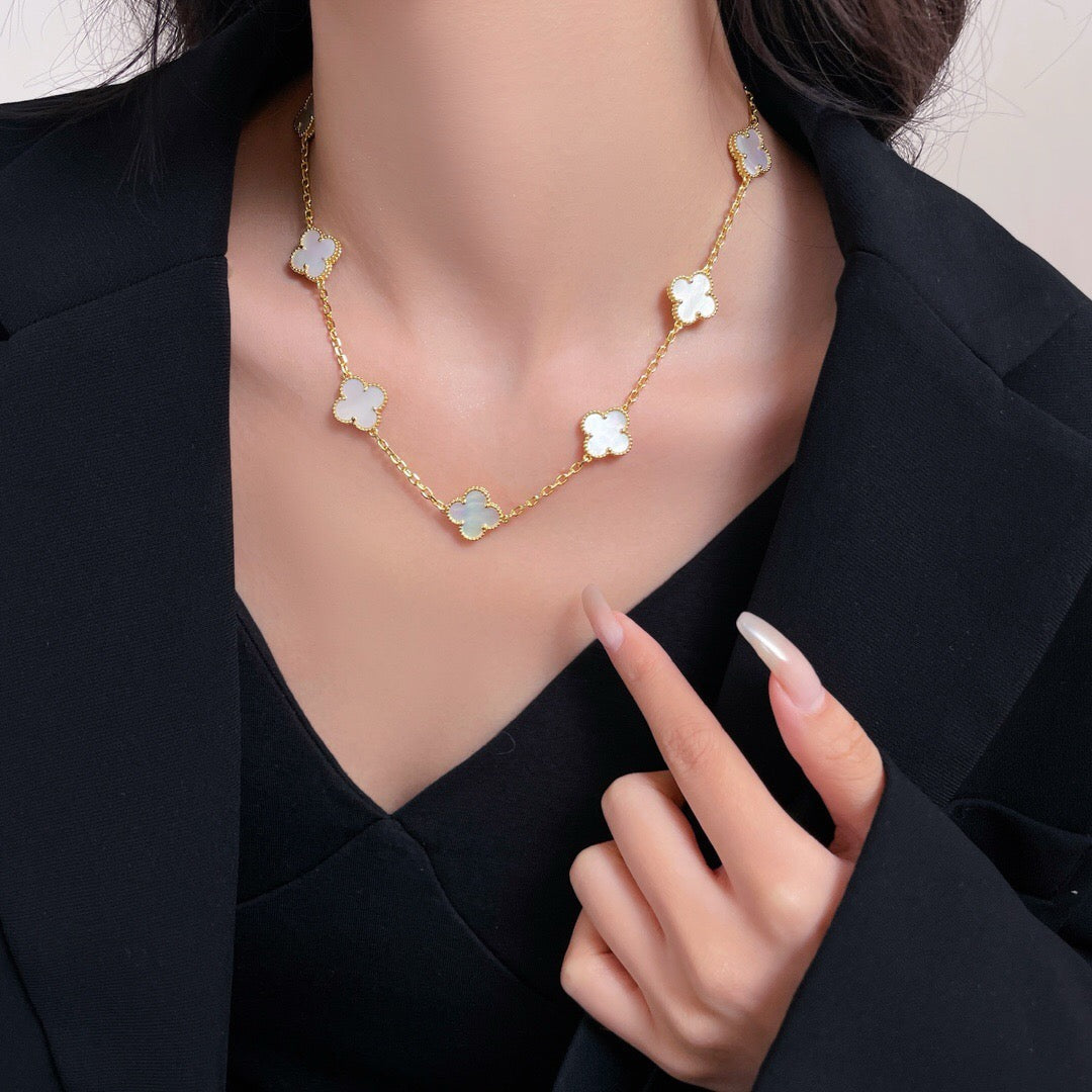 Miro CLOVER 10 MOTIFS WHITE MOTHER OF PEARL NECKLACE