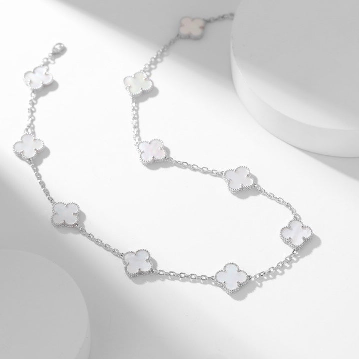 Miro CLOVER 10 MOTIFS WHITE MOTHER OF PEARL NECKLACE