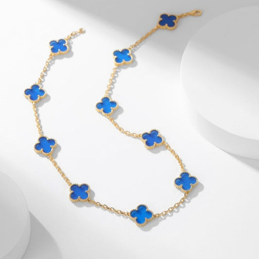 Miro CLOVER 10 MOTIFS BLUE AGATE NECKLACE