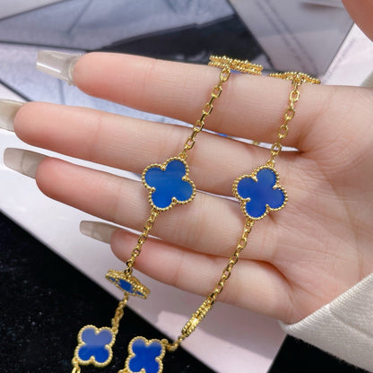 Miro CLOVER 10 MOTIFS BLUE AGATE NECKLACE