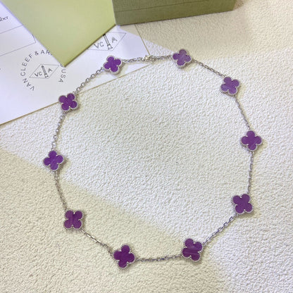 Miro CLOVER 10 MOTIFS  PURPLE VIOLET  NECKLACE