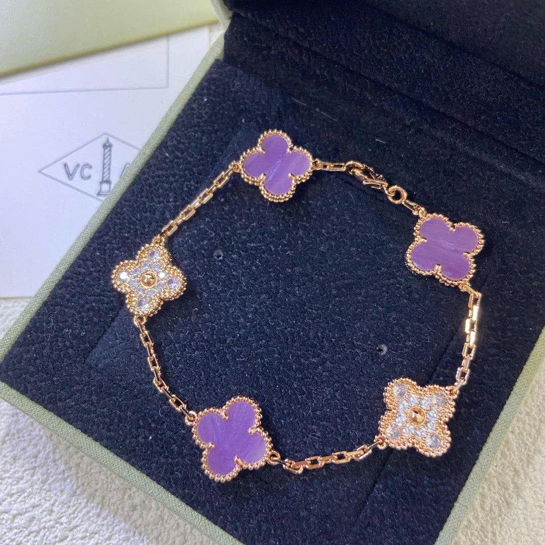 [Miro ]New  CLOVER 5 MOTIF VIOLET BRACELET COLLECTION