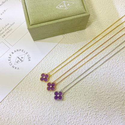 Miro CLOVER 15MM DIAMOND  PURPLE VIOLET NECKLACE