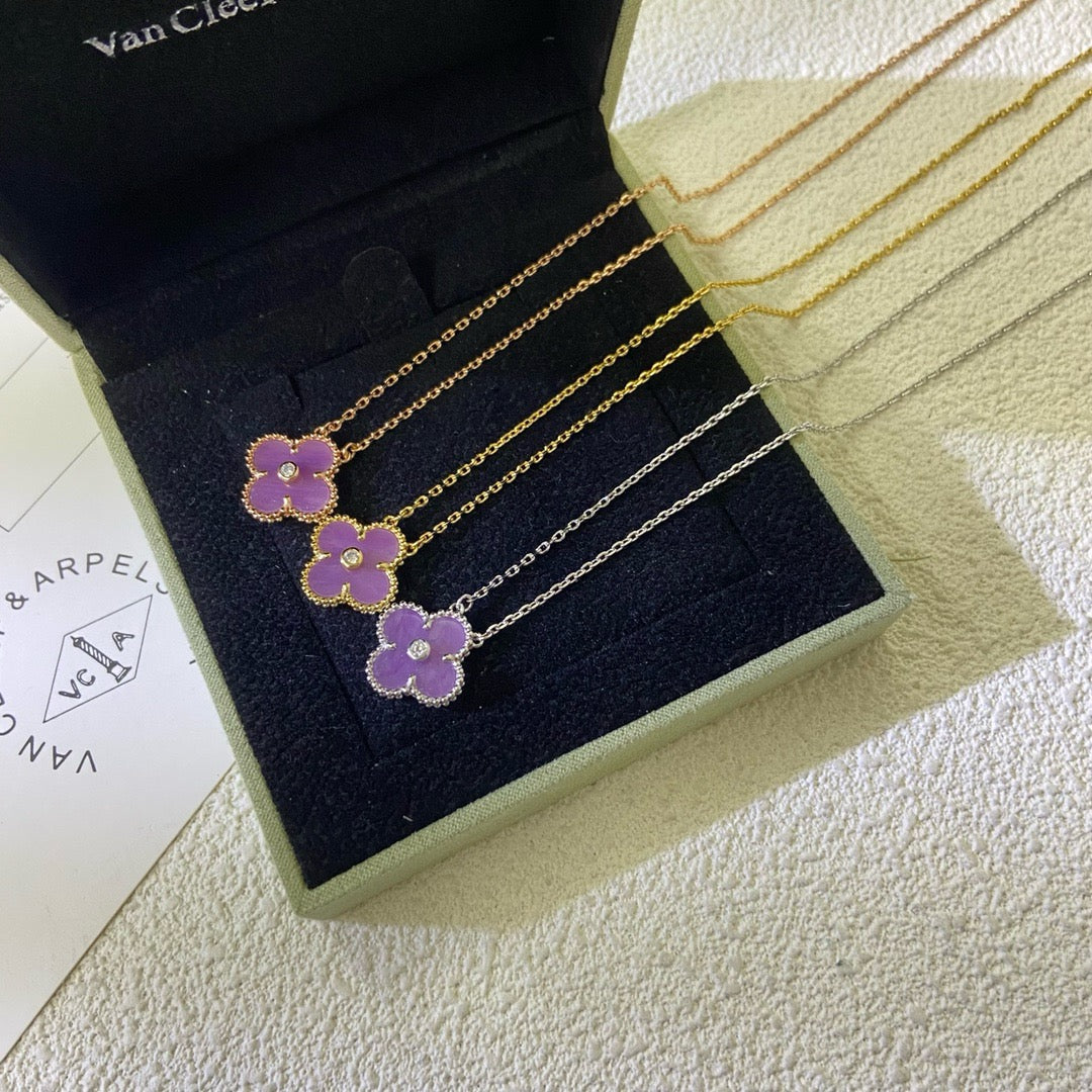Miro CLOVER 15MM DIAMOND  PURPLE VIOLET NECKLACE