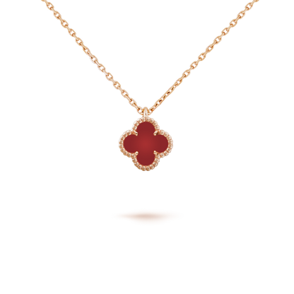Miro CLOVER MINI 9.5MM WHITE CARNELIANS NECKLACE