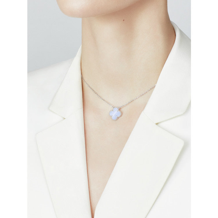 Miro クローバー 15MM ブルーカルセドニー ネックレス シルバー