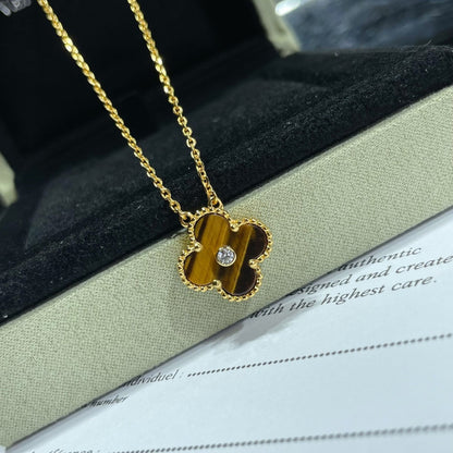 Miro CLOVER 15MM DIAMOND AND YELLOW TIGER'S EYE AGATE necklace