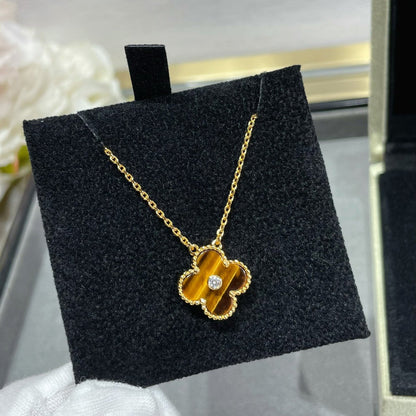 Miro CLOVER 15MM DIAMOND AND YELLOW TIGER'S EYE AGATE necklace