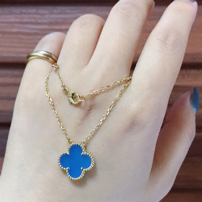 Miro CLOVER 15MM BLUE AGATE NECKLACE