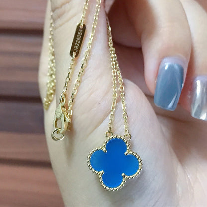 Miro CLOVER 15MM BLUE AGATE NECKLACE