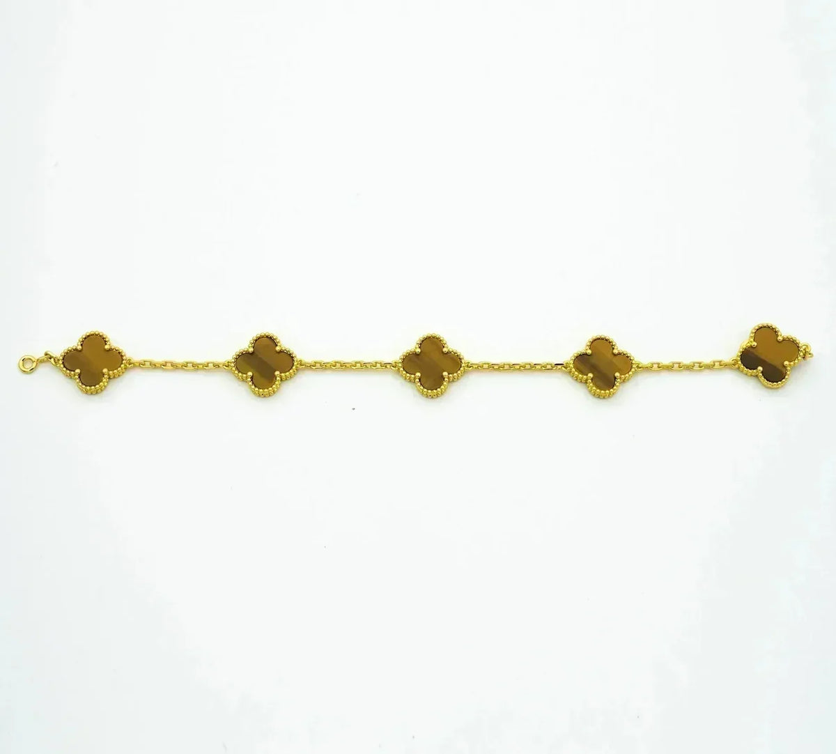 [Miro ]New  CLOVER 5 MOTIFS TIGER EYE BRACELET COLLECTION