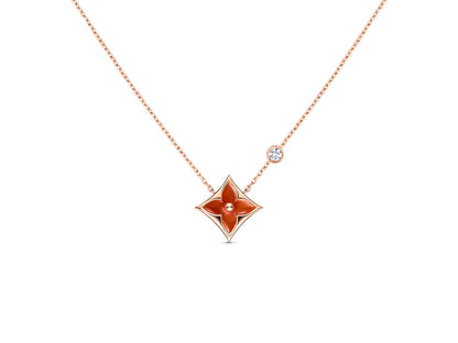 Miro STAR NECKLACE PINK GOLD 1 DIAMOND