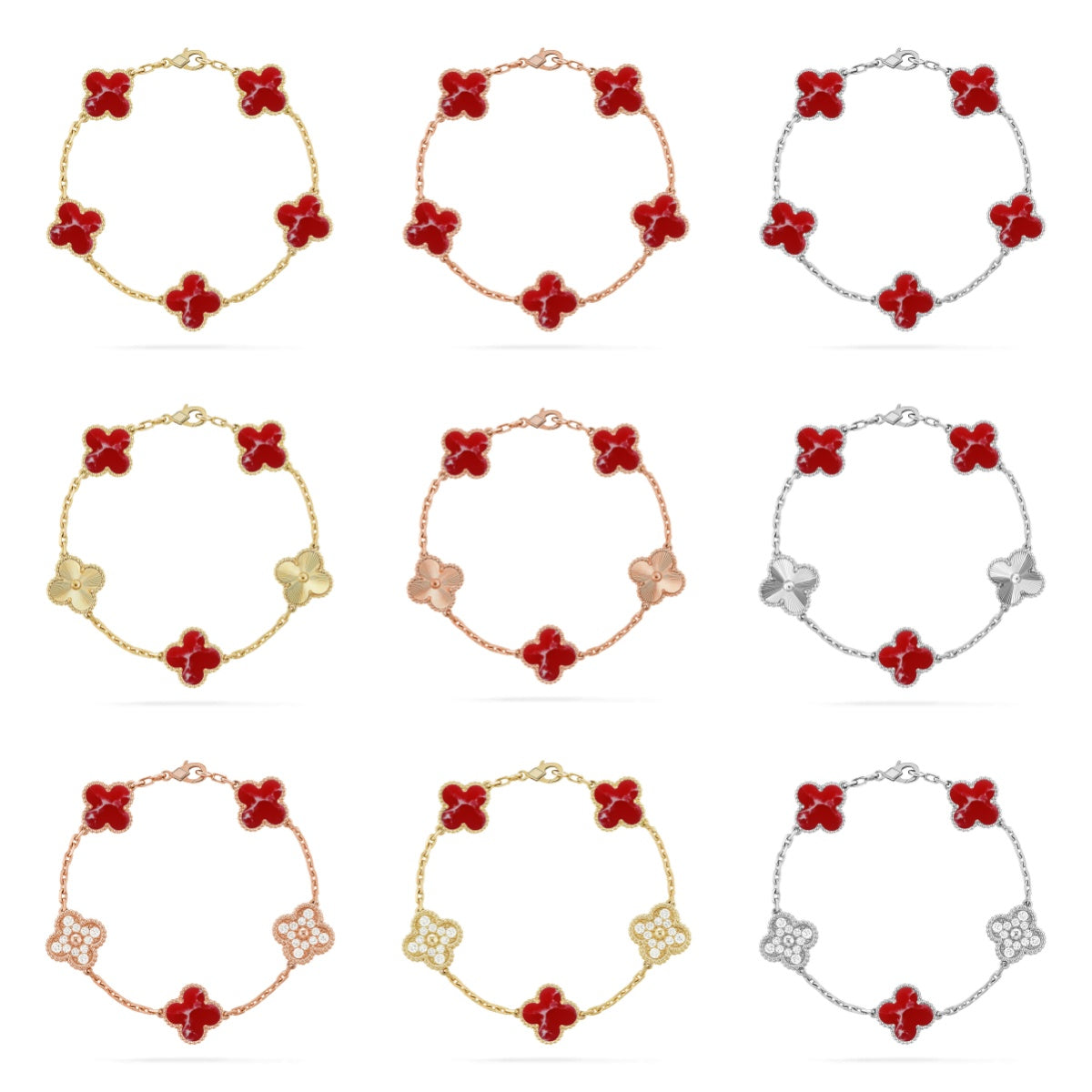 [Miro ]New CLOVER 5 MOTIF RED PATTERN BRACELET COLLECTION
