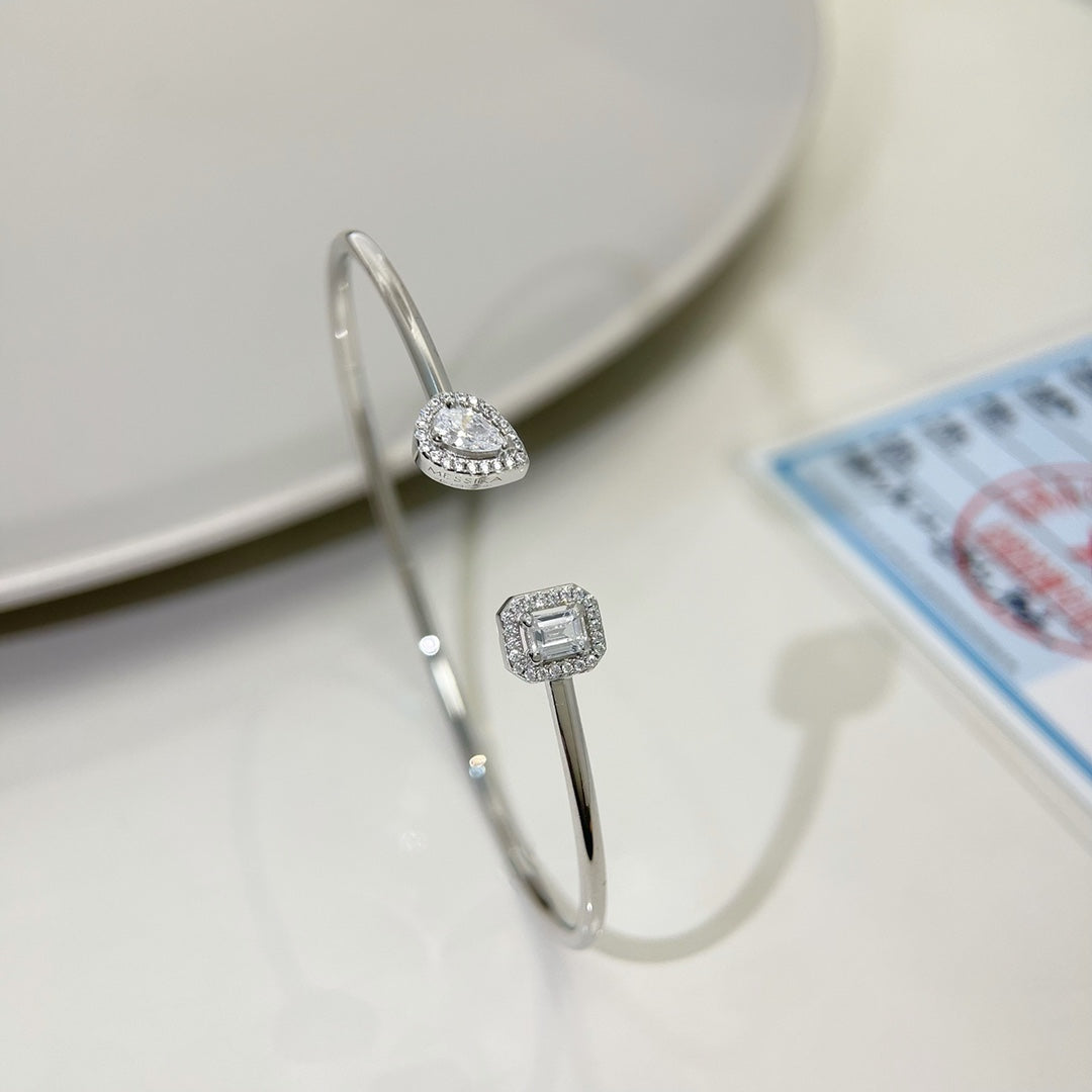 [Miro ]JONC FLEX MY TWIN TOI & MOI SILVER DIAMOND BRACELET