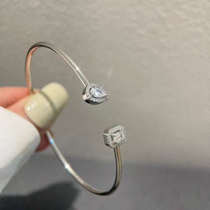 [Miro ]JONC FLEX MY TWIN TOI & MOI SILVER DIAMOND BRACELET