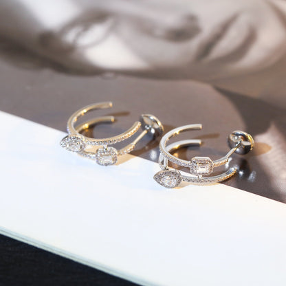 [Miro ]CREOLES MY TWIN 2 RANGS SILVER DIAMOND EARRINGS