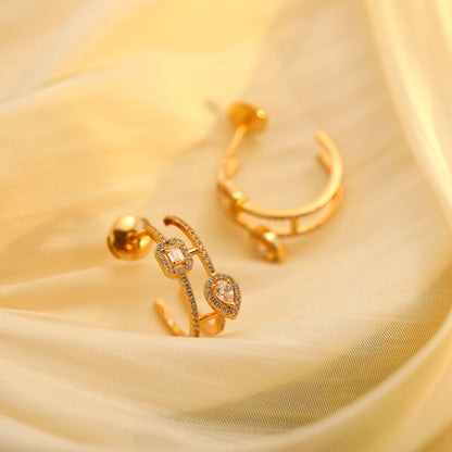 [Miro ]CREOLES MY TWIN 2 RANGS SILVER DIAMOND EARRINGS