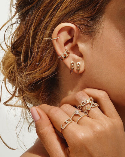 [Miro ]CREOLES MOVE UNO MINI 1 DIAMOND EARRINGS