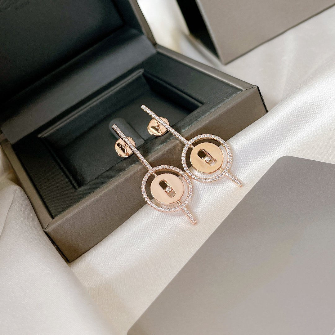 [Miro ]Miro  MOVE ARROW PINK GOLD DIAMOND EARRINGS