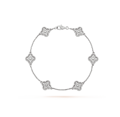 Miro CLOVER 6 MOTIF SILVER DIAMOND BRACELET