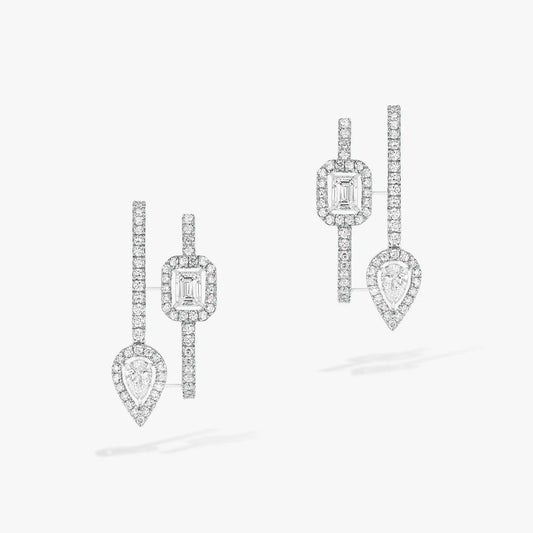 [Miro ]CREOLES MY TWIN 2 RANGS SILVER DIAMOND EARRINGS