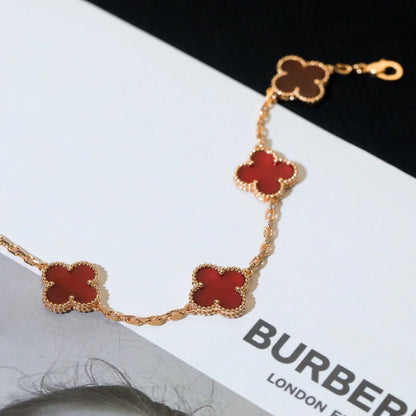 [Miro ]New  CLOVER 5 MOTIF RED CORNELIAN BRACELET COLLECTION