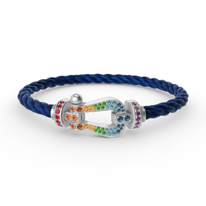 Miro FORC ラージ ホースシュー カラーダイヤモンド ブレスレット シルバー