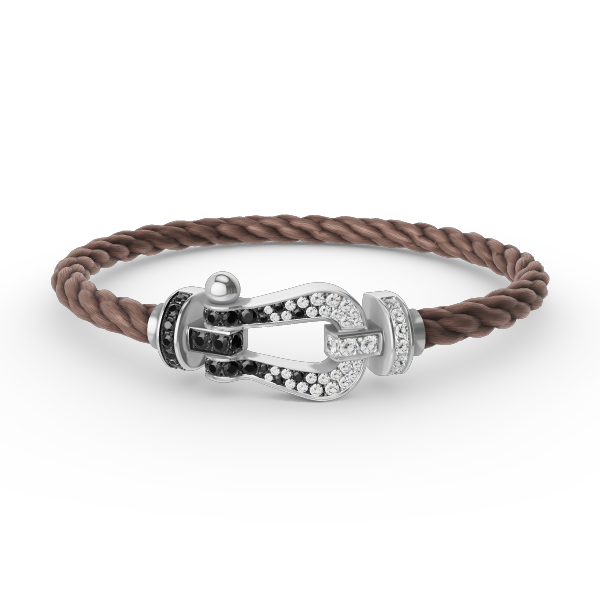 Miro FORCE LARGE HORSESHOE BLACK WHITE DIAMOND BRACELET SILVER