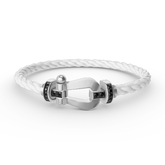 Miro FORCE LARGE HORSESHOE BLACK DIAMOND BRACELET SILVER