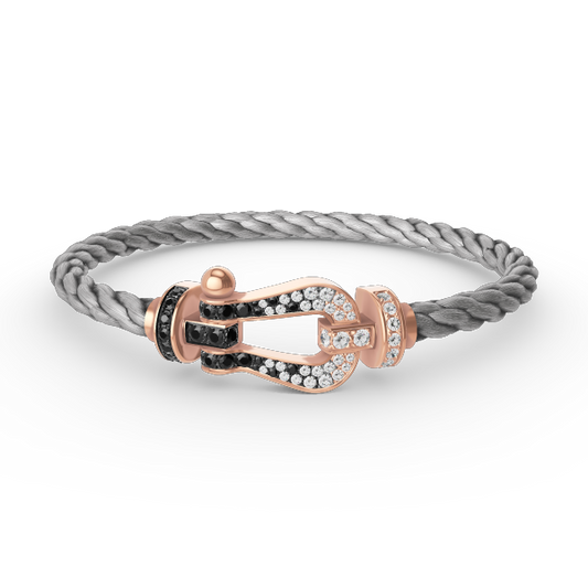 Miro FORCE LARGE HORSESHOE BLACK WHITE DIAMOND BRACELET ROSE GOLD