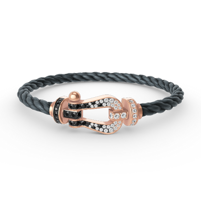 Miro FORCE LARGE HORSESHOE BLACK WHITE DIAMOND BRACELET ROSE GOLD