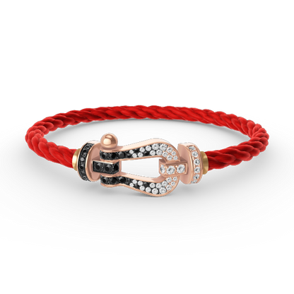 Miro FORCE LARGE HORSESHOE BLACK WHITE DIAMOND BRACELET ROSE GOLD
