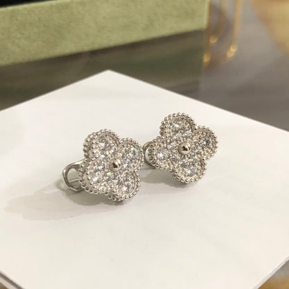 Miro CLOVER 1 MOTIFS DIAMOND STUD EARRINGS SILVER