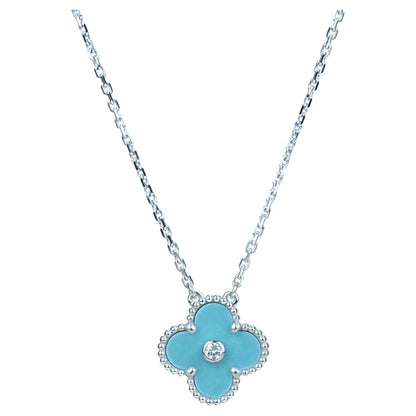Miro CLOVER 15MM DIAMOND SVRES PORCELAIN  NECKLACE SILVER