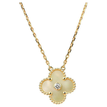 Miro CLOVER 15MM DIAMOND GOLD MOTHER OF PEARL NECKLACE