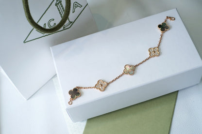[Miro ]New CLOVER 5 MOTIF GRAY MOP BRACELET COLLECTION