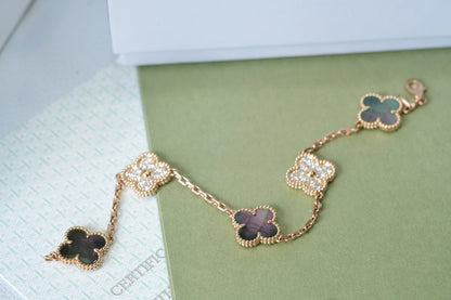 [Miro ]New CLOVER 5 MOTIF GRAY MOP BRACELET COLLECTION