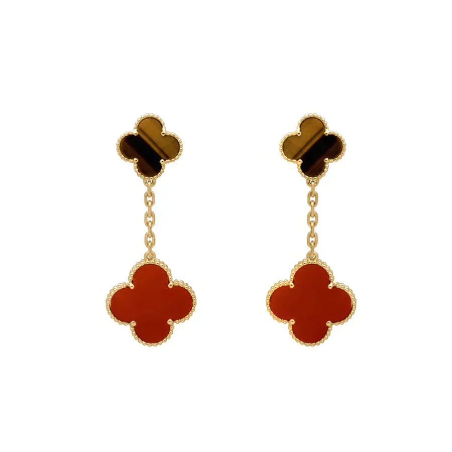 ミロ クローバー 2モチーフ タイガーアイ カーネリアン イヤリング
