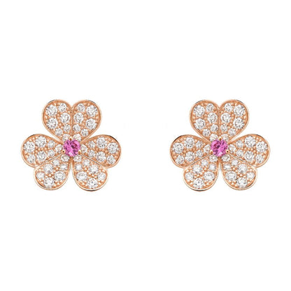 Miro FRIVOLE PINK GOLD FLOWER DIAMOND EARRINGS
