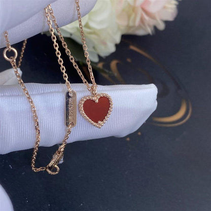 Miro SWEET CLOVER CARNELIAN HEART NECKLACE
