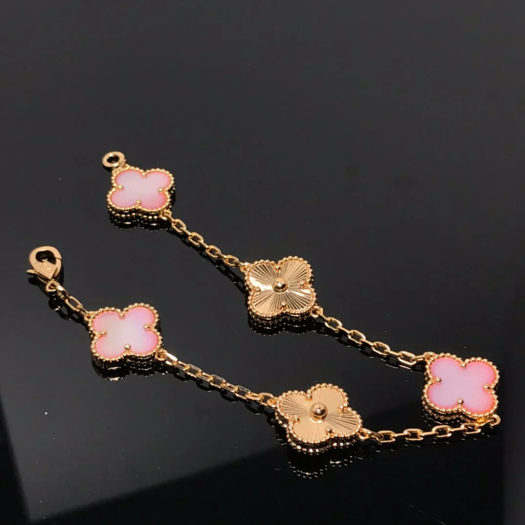 [Miro ]New  CLOVER 5 MOTIFS  PINK MOP BRACELET COLLECTION