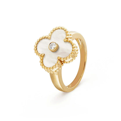 Miro CLOVER PINK MOP RING GOLD DIAMOND
