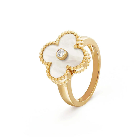 Miro CLOVER PINK MOP RING GOLD DIAMOND